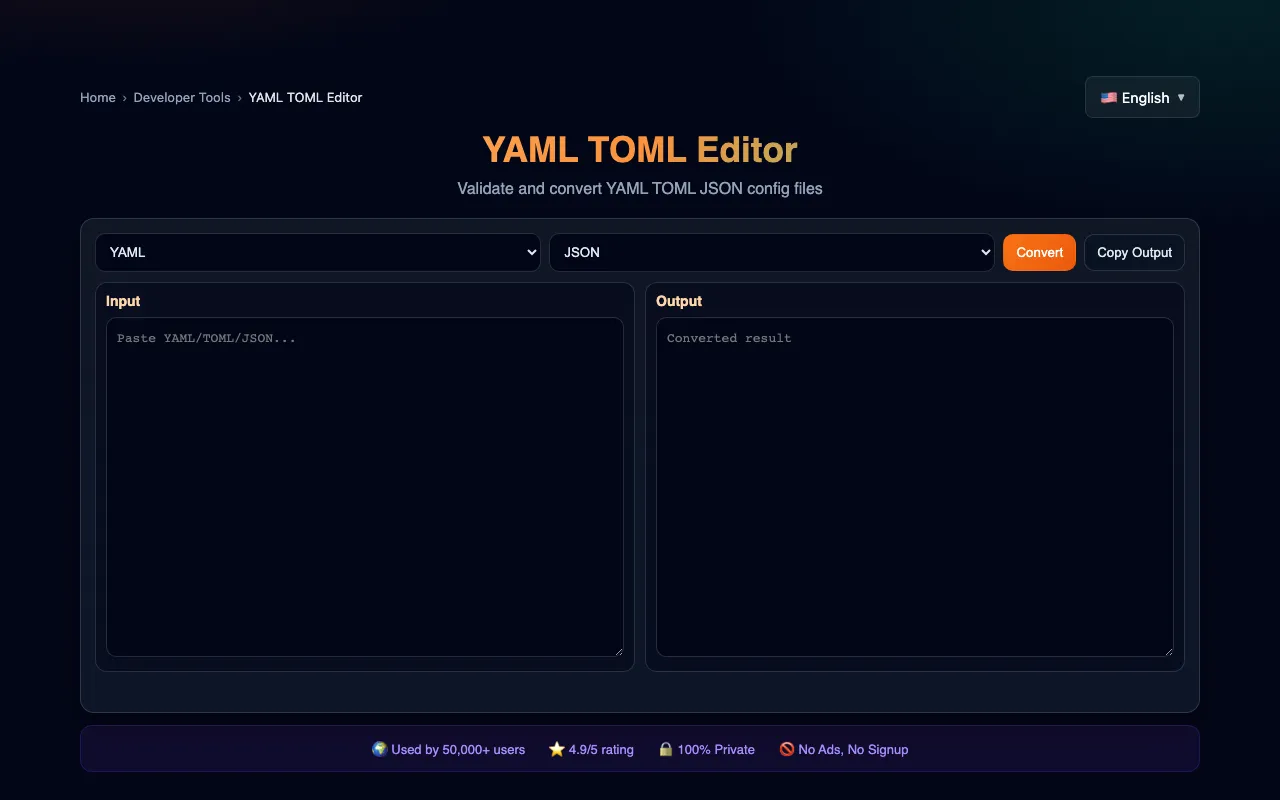 YAML TOML 编辑器截图